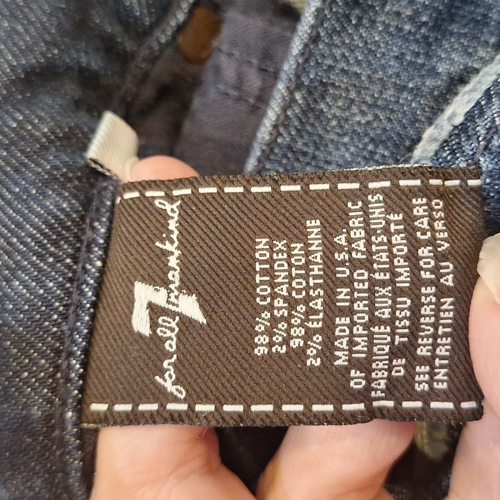 7 For All Mankind The Slim Trouser Dark Blue Flare Jeans Womens Sz‎ 27 70s Style - Picture 5 of 10